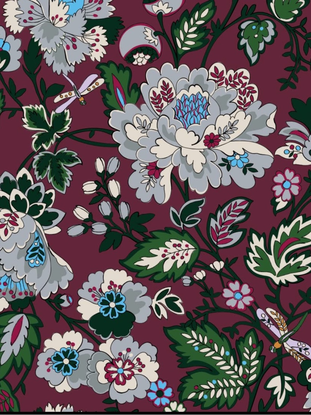 Vera Bradley Bordeaux Blooms Plush Throw Blanket 80x50 Cottagecore